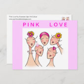 PINK LOVE Borstkanker Briefkaart (Voorkant / Achterkant)