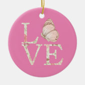 Pink Love Butterfly Floral Keramisch Ornament (Voorkant)