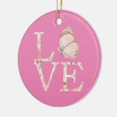 Pink Love Butterfly Floral Keramisch Ornament (Links)