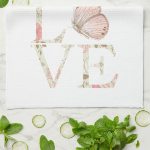 Pink Love Butterfly Floral Theedoek