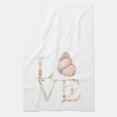 Pink Love Butterfly Floral Theedoek (Verticaal)
