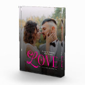 Pink Love Custom Wedding Photo Couples Monogram Fotoblokken (Rechts)