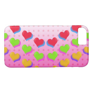 Pink Love Fun Hearts New Wave Design iPhone 8/7 Hoesje