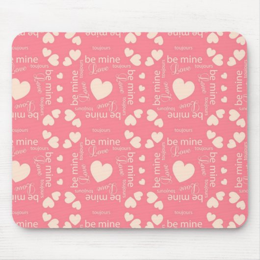 Pink Love Heart Be Mine Muismat (Voorkant)