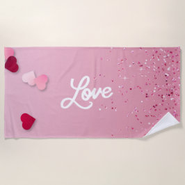 Pink Love Heart Beach Towel  Strandlaken