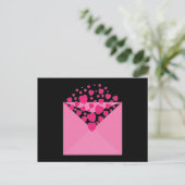 Pink Love Heart Envelope Briefkaart (Staand voorkant)
