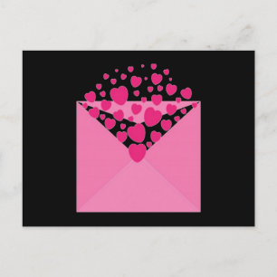 Pink Love Heart Envelope Briefkaart