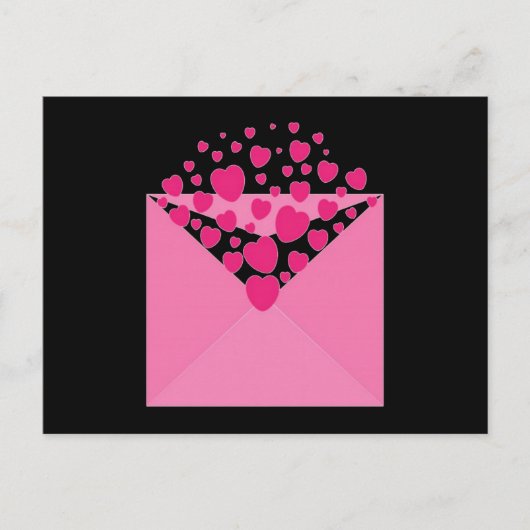 Pink Love Heart Envelope Briefkaart (Voorkant)