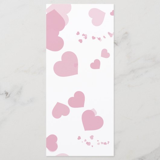 Pink Love Heart Menu Kaart (Achterkant)