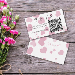 Pink Love Heart Online RSVP Note Kaart Notitiekaartje