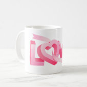 Pink Love Heart Ribbon Koffiemok (Voorkant links)