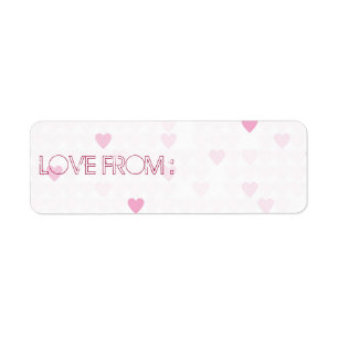 PINK "LOVE HEART"S" RETURN ADRES ETIKETTERS ETIKET