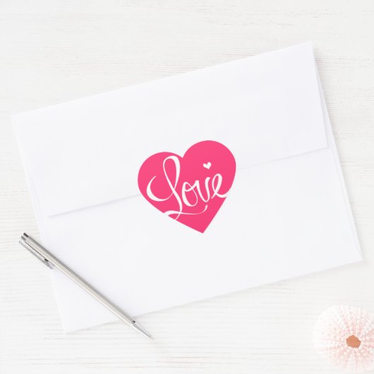 Pink Love Heart Sticker (Envelop)