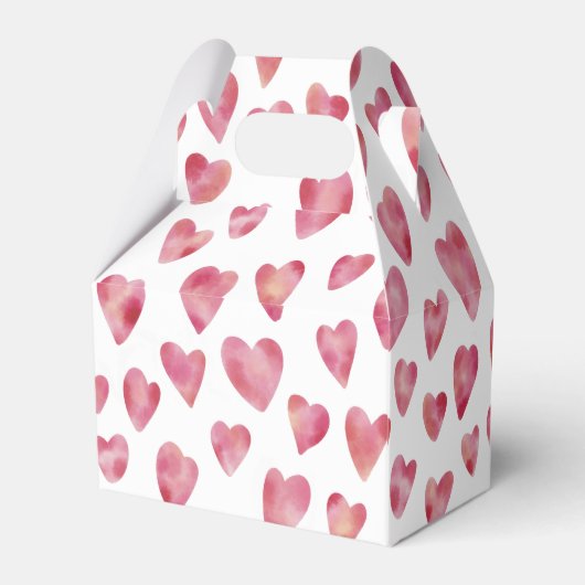 Pink Love Heart Waterverf Pattern Bedankdoosjes (Achterkant)
