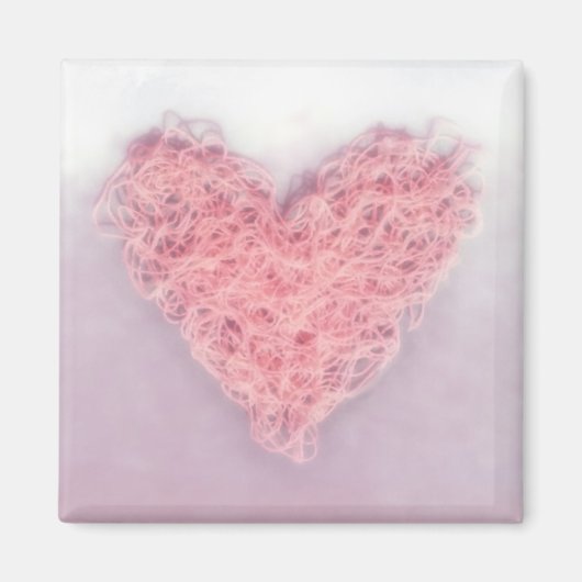 Pink Love Heart Wool Breien Valentijn's Day Magneet (Voorkant)