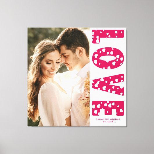 Pink Love Hearts Couples Foto Valentijns Canvas Afdruk (Voorkant)