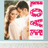 Pink Love Hearts Couples Foto Valentijns Canvas Afdruk (Insitu (Houten vloer))