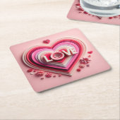 Pink Love Hearts Onderzetter Set (Schuin)