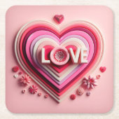 Pink Love Hearts Onderzetter Set (Voorkant)
