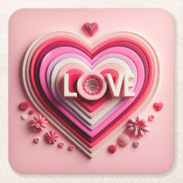 Pink Love Hearts Onderzetter Set