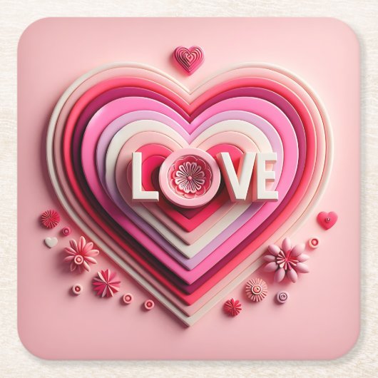 Pink Love Hearts Onderzetter Set (Voorkant)