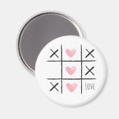 Pink Love Hearts Tic Tac Toe Magneet (Voorkant / Achterkant)