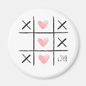 Pink Love Hearts Tic Tac Toe Magneet (Voorkant)