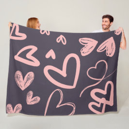 Pink Love Hearts Valentijnsdag Schattige Gezellig Fleece Deken