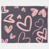 Pink Love Hearts Valentijnsdag Schattige Gezellig Fleece Deken (Voorkant (Horizontaal))