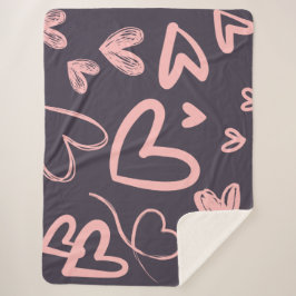Pink Love Hearts Valentijnsdag Schattige Gezellig Sherpa Deken