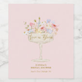 Pink Love in Bloom Bridal Shower Personalized Wijn Etiket (Enkel label)