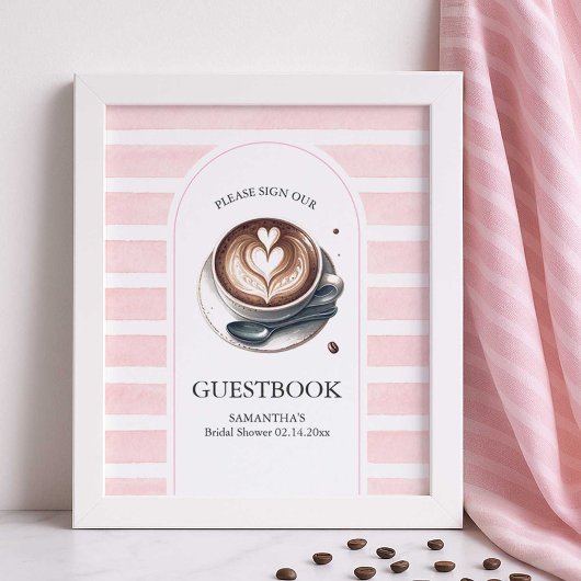Pink Love is Brewing Vrijgezellenfeest Guest Book  Poster