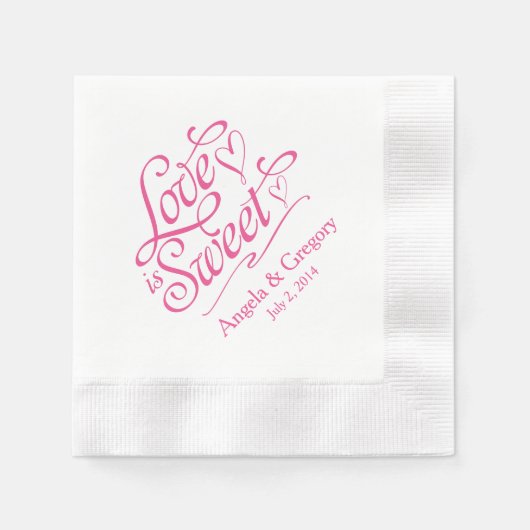 Pink Love is een zoet Snoep Dessert Buffet bruilof Servetten (Voorkant)