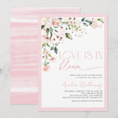 Pink Love is in Bloom Waterverf Bloemen Kaart (Voorkant / Achterkant)