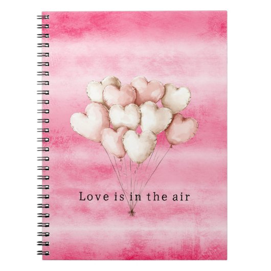 Pink Love is in the air heart balloons Notitieboek (Voorkant)