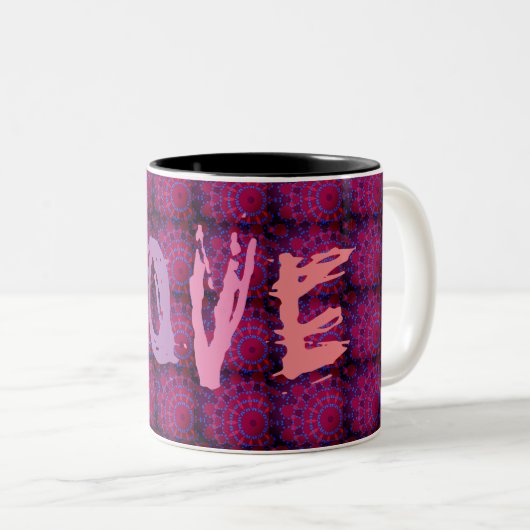 PINK LOVE KLOR BLACK PAARSE tweetone KOFFIE MOK (Voorkant rechts)