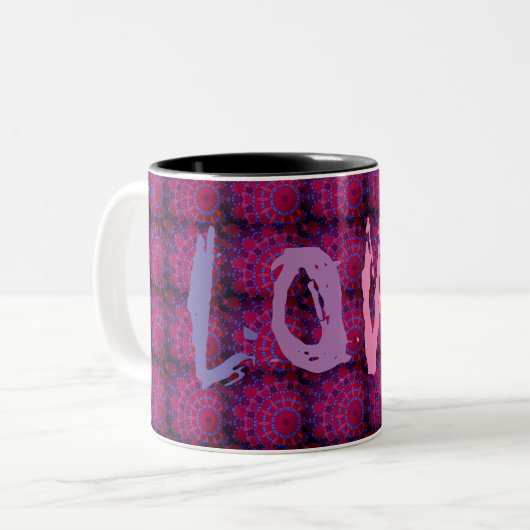 PINK LOVE KLOR BLACK PAARSE tweetone KOFFIE MOK (Voorkant links)