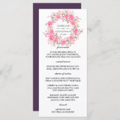 Pink Love | Landelijke rozen krans bruiloft Menu (Voorkant / Achterkant)