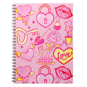 Pink Love Pattern Notitieboek