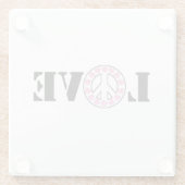 Pink Love Peace Hearts Glazen Onderzetter (Achterkant)