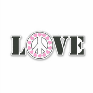 Pink Love Peace Hearts Sticker