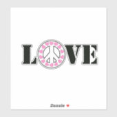 Pink Love Peace Hearts Sticker (Vel)