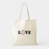 Pink Love & Peace Sign Hearts Tote Bag (Achterkant)