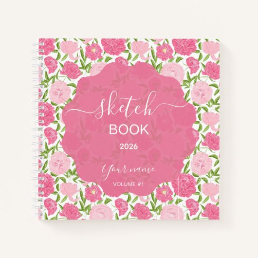 Pink Love Peony Notitieboek (Voorkant)