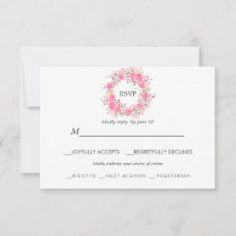 Pink Love | Rozen Bruiloft RSVP maaltijdkeuze