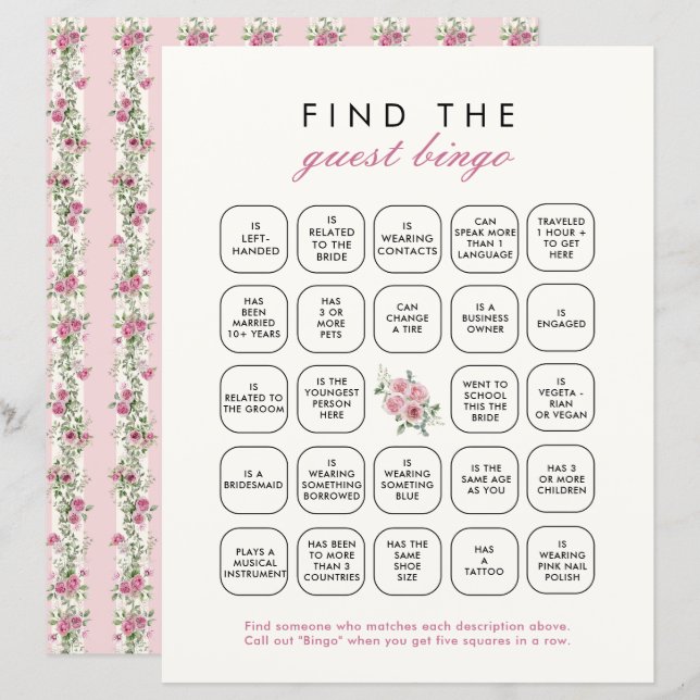 Pink Love Shack Finance Vind het gast bingospel (Voorkant / Achterkant)