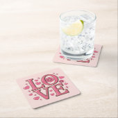 Pink LOVE Square Onderzetter Set (Insitu)