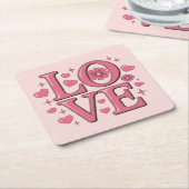 Pink LOVE Square Onderzetter Set (Schuin)