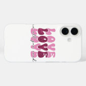 Pink "Love" Stacked Bubble Font Case-Mate iPhone Case (Achterkant (horizontaal))
