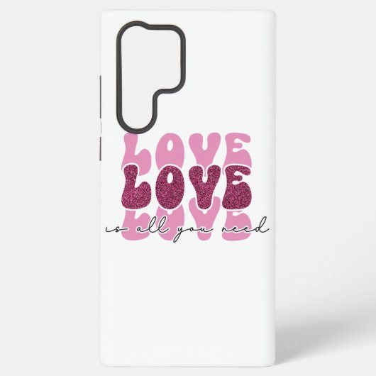 Pink "Love" Stacked Bubble Font Samsung Galaxy Hoesje (Achterkant)